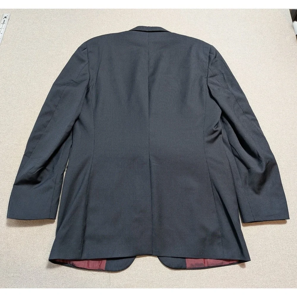 Tom James Men's Blazer 40R Charcoal Pinstripe Wool Executive Collection Vintage